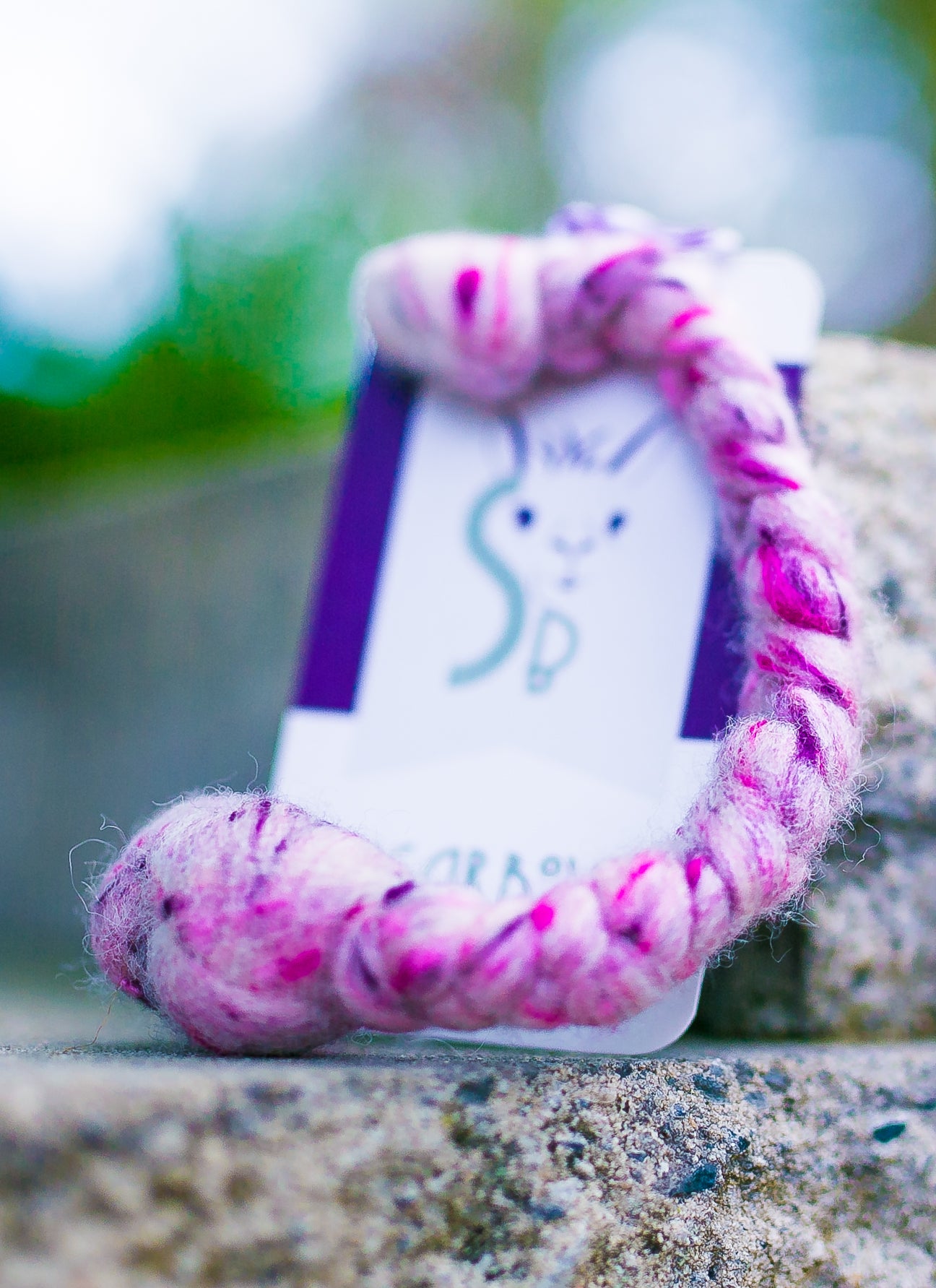Mini Woolly Tug Felted Dog/Cat Toy in Pink Tweed #P6