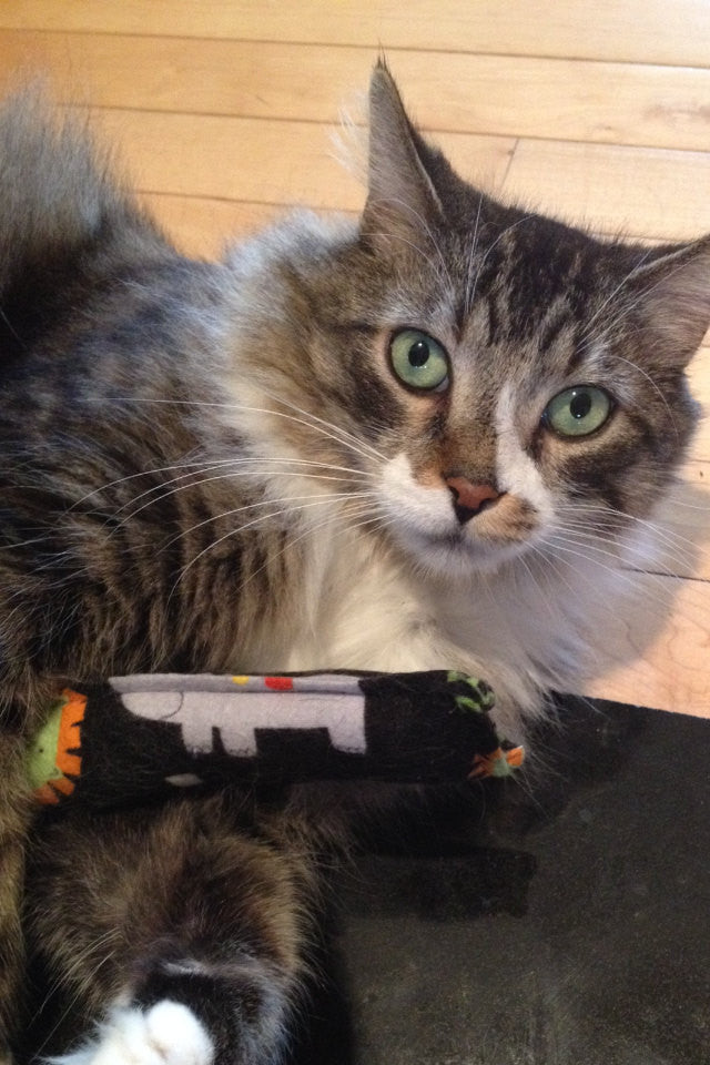 Flannel Kitty Nip Kicker Catnip Toy in Mozambique Cloud