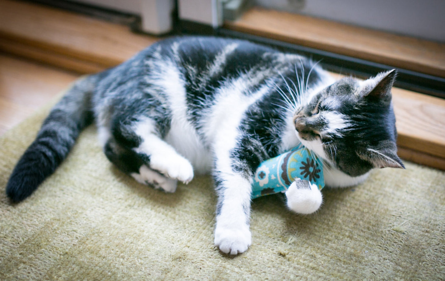 Flannel Mini Kitty Nip Kicker Catnip Toy in Black Zoology